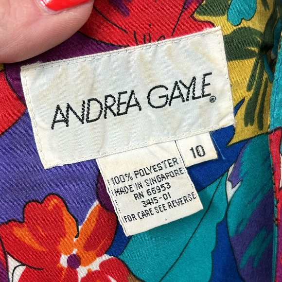 Andrea Gayle Tropical Floral Vintage Dress Size 10 Vintage 80s/90s Floral Dress - Picture 5 of 14
